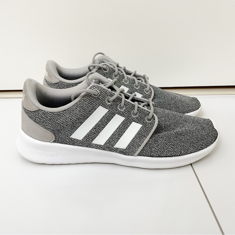 Adidas Cloudfoam Gray Stripe Active Workout Running Sneakers Shoes